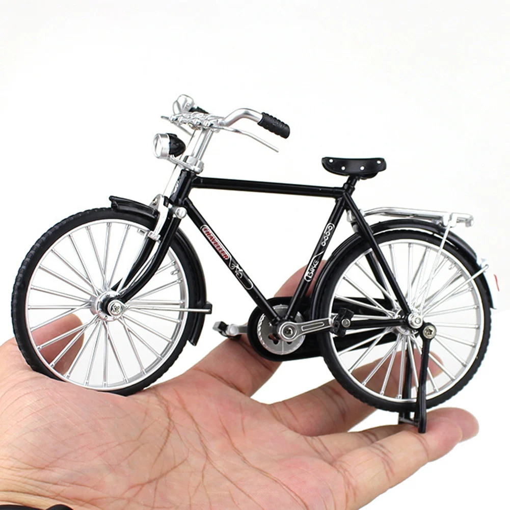 Mini bicicleta modelo de aleación 1:10, bicicleta de montaña con dedo de Metal fundido a presión, bicicleta Retro, juguete coleccionable para adultos y niños, estilo 2 BlackN03R