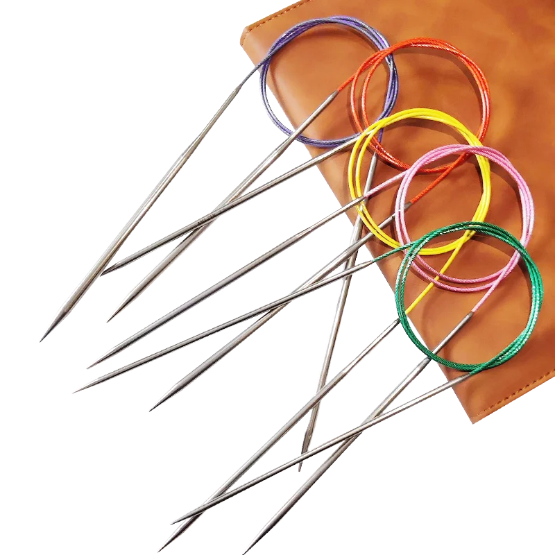 Mu Weaving Generation 80cm Pointed Ring Needle Metal Fixed Ring Sweater Collar Sleeve DIY Knitting