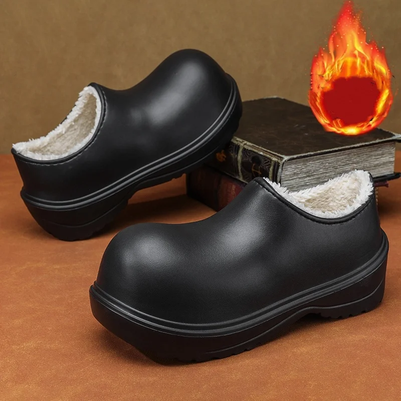 Men's & Women's Fleece‑Lined Big‑Toe Chef Shoes, Waterproof Oil‑Resistant Anti‑Slip Thick‑Sole Cold‑Resistant Warm Kitchen Work