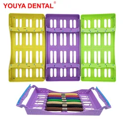 Dental Desinfection Tray Holder Rack, Caixa De Esterilização De Plástico, Instrumentos De Enchimento De Espátulas Placa, Ferramenta De Odontologia, 7 Buracos, 1Pc