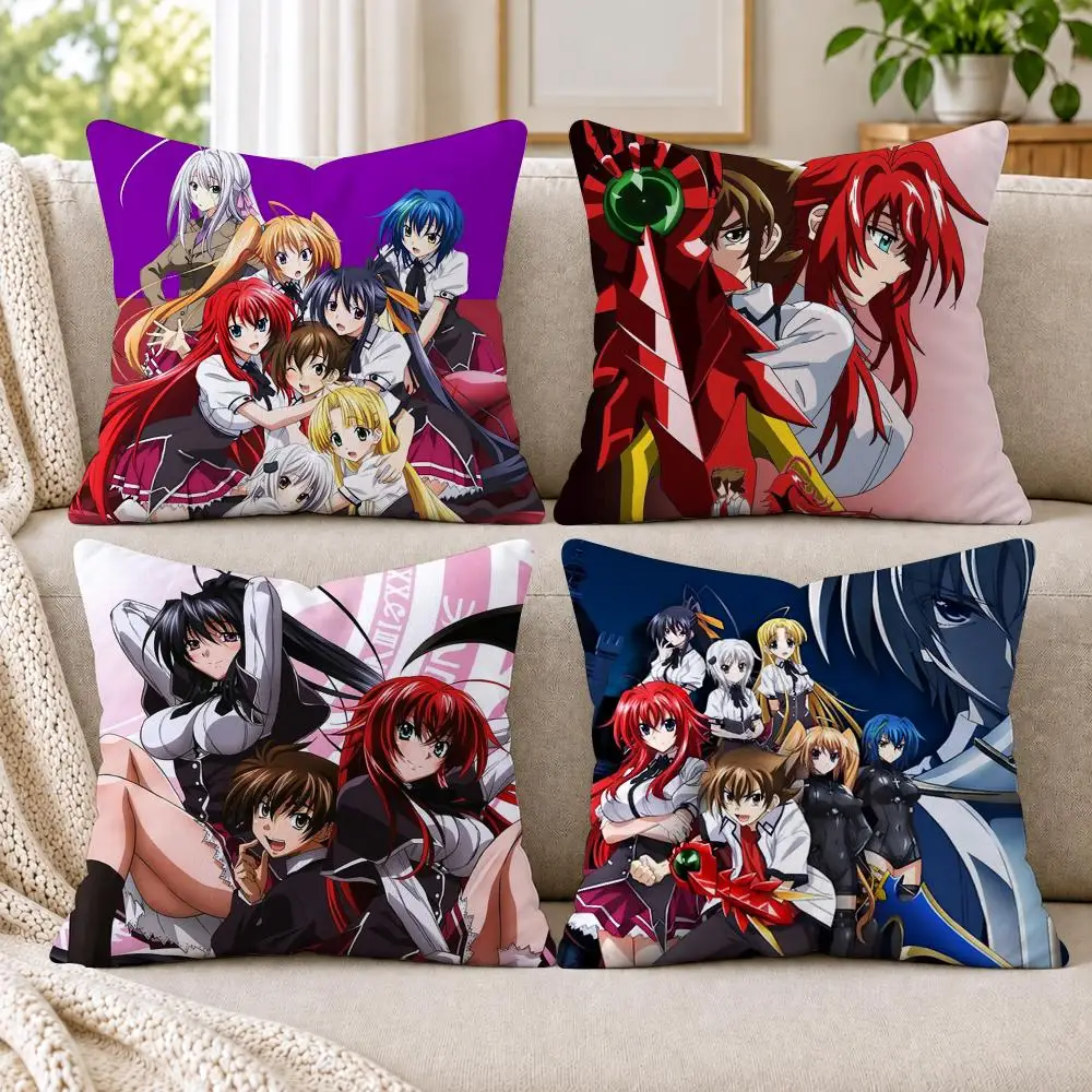 H-High School DxD Cushion Cover Short Plush Double-Sided Printing Sofa Bedroom Pillow Case Aesthetic Home Decor