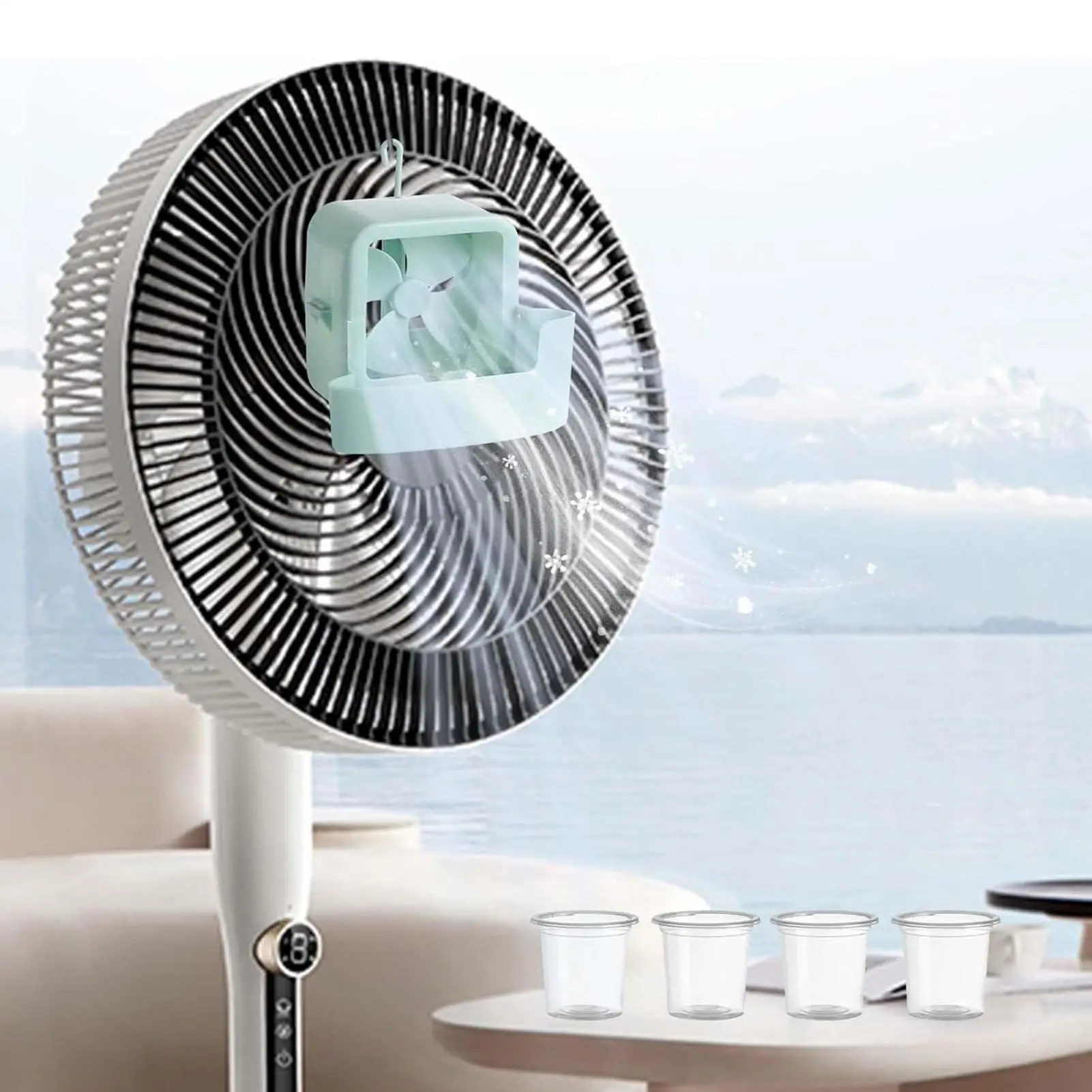 Portable Air Cooler for Summer Desk Clip-On Ice Cooling Fan, Outdoor Camping Essentials, Personal Evaporative Air Conditioner view 3
