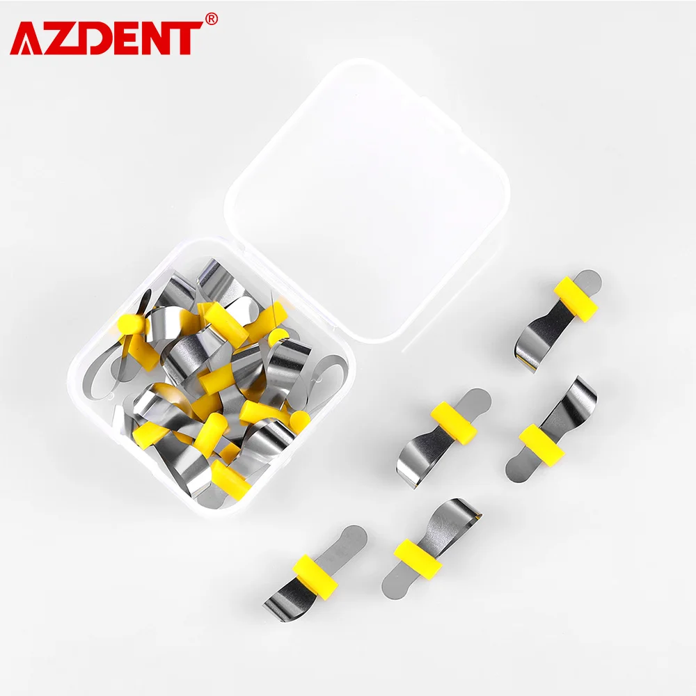 AZDENT 20pcs Dental Forming Sheet Orthodontic Sectional Contoured Metal Matrice Dentistry Matrix Bands Retainerless Automatrix