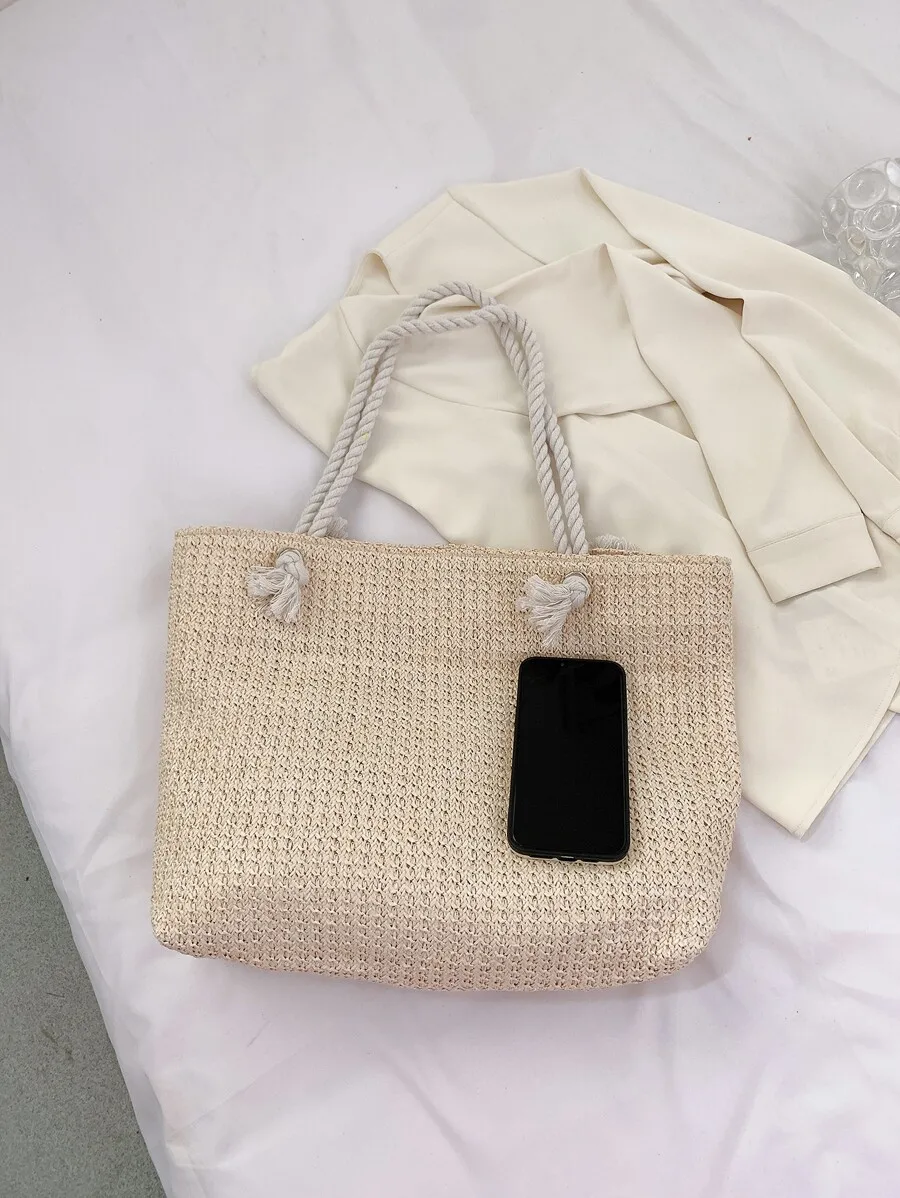 Lightweight, Casual Minimalist Large Capacity Straw Bag For Teen Girls Women College Students