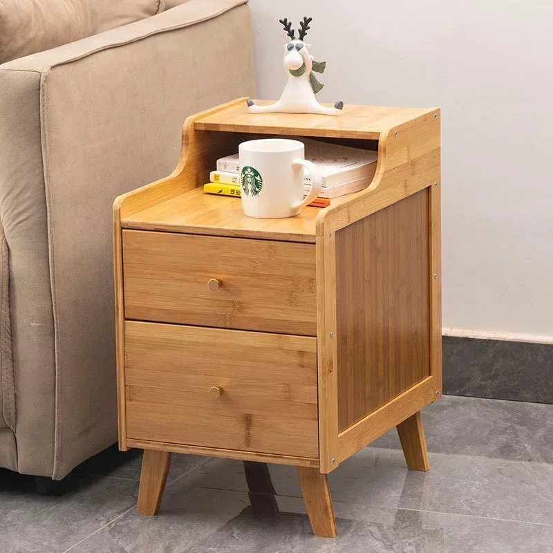 Bamboo Bedside Tea Table Creative Side Storage Cabinet Perfect for Bedroom Comfort Living Room Elegance Furniture