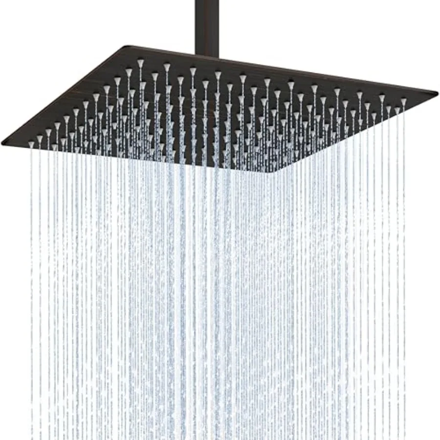 

Ra Shower Head, Staless Steel Large Rafall Shower Head High Pressure, Bathroom Waterfall Square Showerhead, Ceilg or Wall Mount