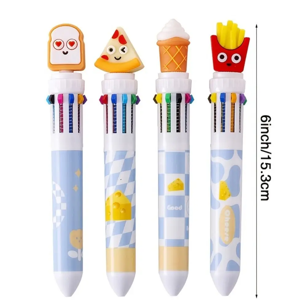 Cartoon Writing Smoothly Neutral Gel Pens Multicolor Food Design Theme Signature Pen 0.5mm Cute 10 Color Ballpoint Pen Office
