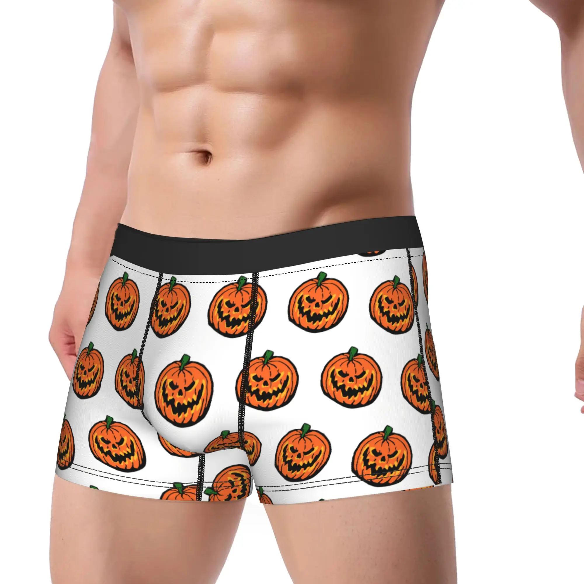 Pumpkin Head Boxershorts  3D Pouch Underwear Trenky Printed Boxer Brief Comfortable Men Panties Large Size
