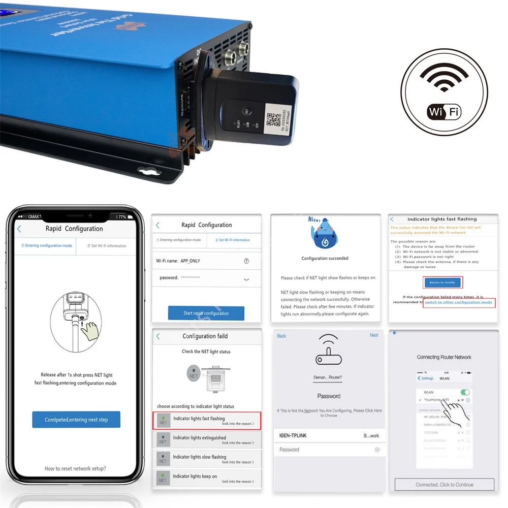 LSW-3 Wi-Fi Port Plug Wifi Modem for SUN-2000G 1000G Solar Grid Tie Inverter with Limiter RS485 Monitoring Accessories