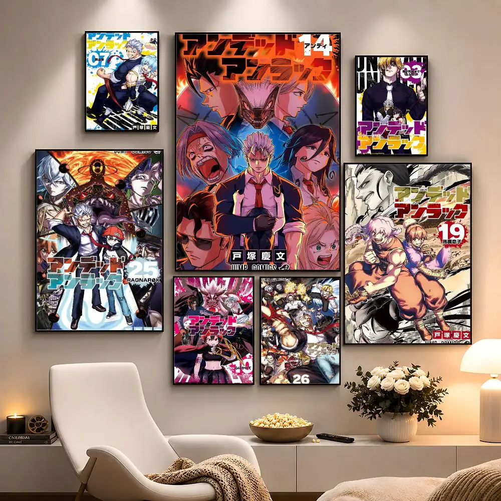 Anime Undead Unluck Andy Fuuko Action Poster Peel And Stick Wall Art PP Waterproof HD Bedroom Living Room Home Decor Gift