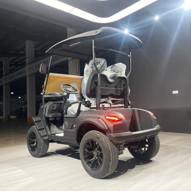 Top Quality Electric Golf Cart Lithium Battery Off Road Golf Cart Black High-End Seats With Headrest 14-Inch Off-Road Tires