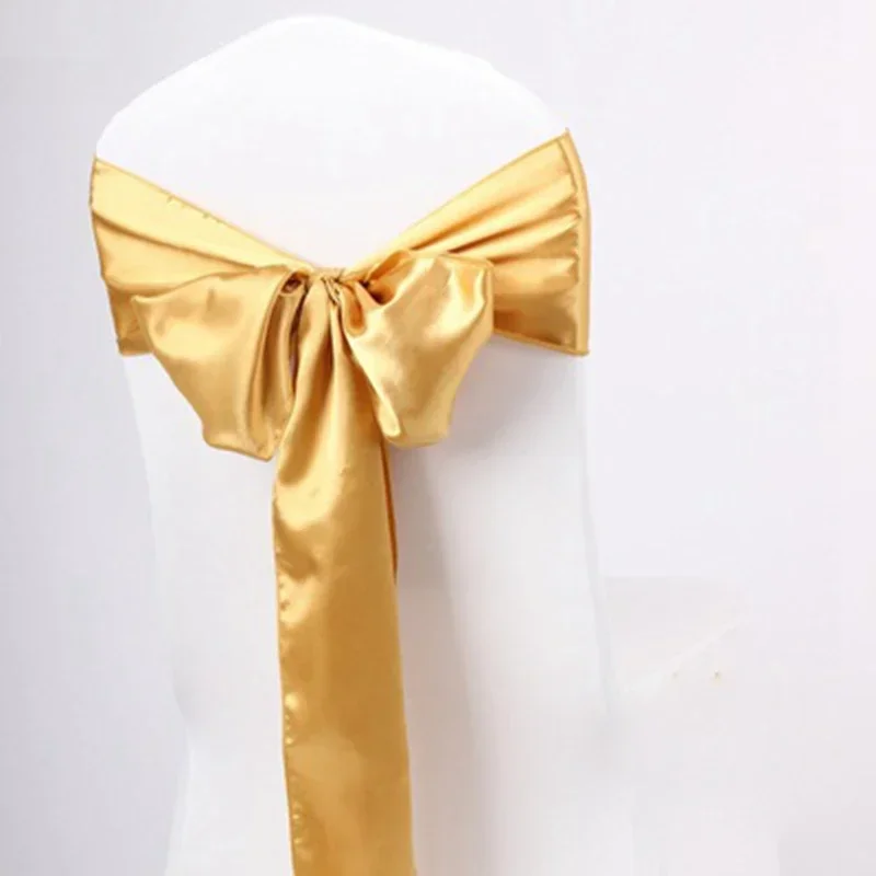 Colourful Satin Chair Sash Wedding Decoration Bow Tie Knot Band Birthday Party Hotel Show Shiny Colour Luxury Design