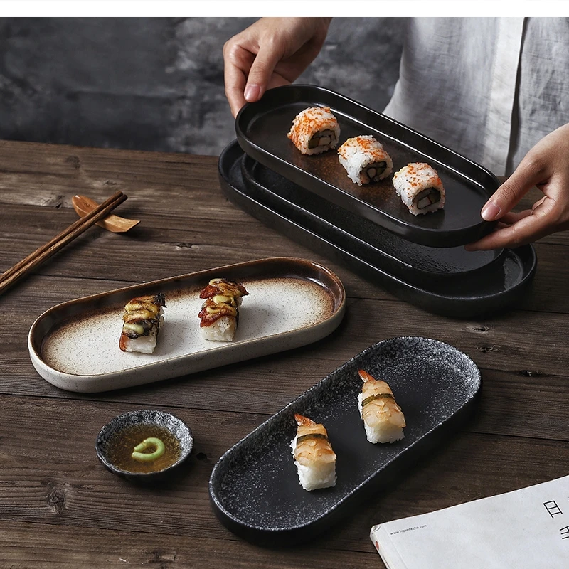 

12-inch Art Ceramic Food Steak Hotel Restaurant Tableware Round Dessert Sushi