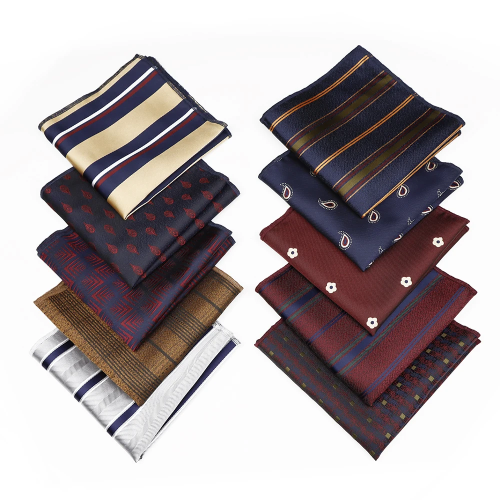 مردوں کا پالئیےسٹر 24cm پاکٹ اسکوائر دھاری دار پھولوں والا سرخ نیلا بھورا کلاسک بزنس رومال ویڈنگ پارٹی لوازمات
