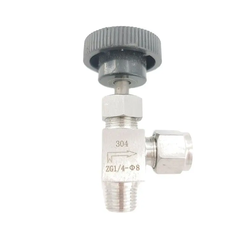 GOGO Air Actuated Needle Valve Adjustable 6 8 10 mm Needle Valve Type 3/8 1/2  Inch Male Thread SS304 Integral-bonnet Needle