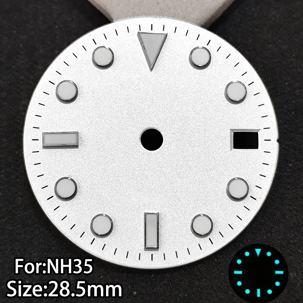 Für NH35 SUB Zifferblätter 28,5 mm Zifferblätter BGW9 Blau leuchtender Einzelkalender Mehrfarbige Uhren Ersatzzubehör NH34 Zifferblätter