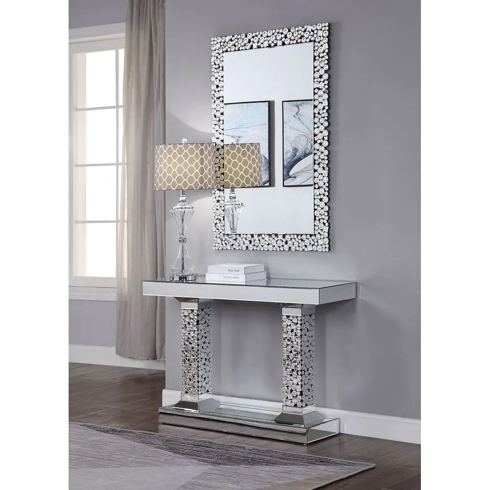 Mesa Consola Lachina Glam con Espejo y Gemas Artificiales