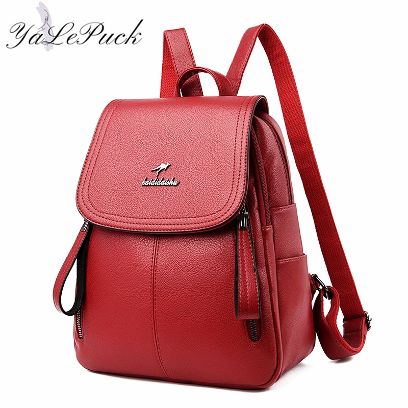 Vintage Women Backpack Large Capacity School Bags for Teenagers Girls Leather School Backpack Lady Shoulder Bag Sac A Dos