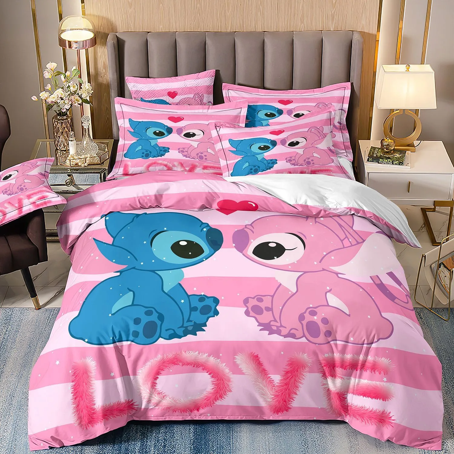 Набор пододеяльников Stitch Angie, постельное белье с героями мультфильмов, удобное одеяло в мультяшном стиле, комплект пододеяльников для спальни, девочек-подростков