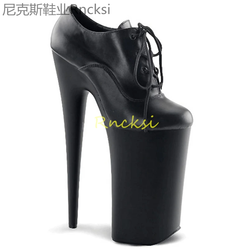 23cm Single shoes women's ultra-high heel stiletto high heels round head ultra-high waterproof platform women's single shoes