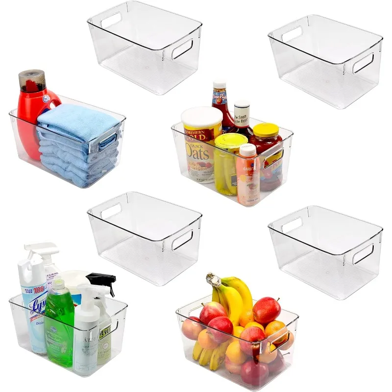

Clear Plastic Storage Bins, 8 Pack Pantry Organizers and Storage with Handle, Pantry Storage for Fridge, Freezer, BPA Free