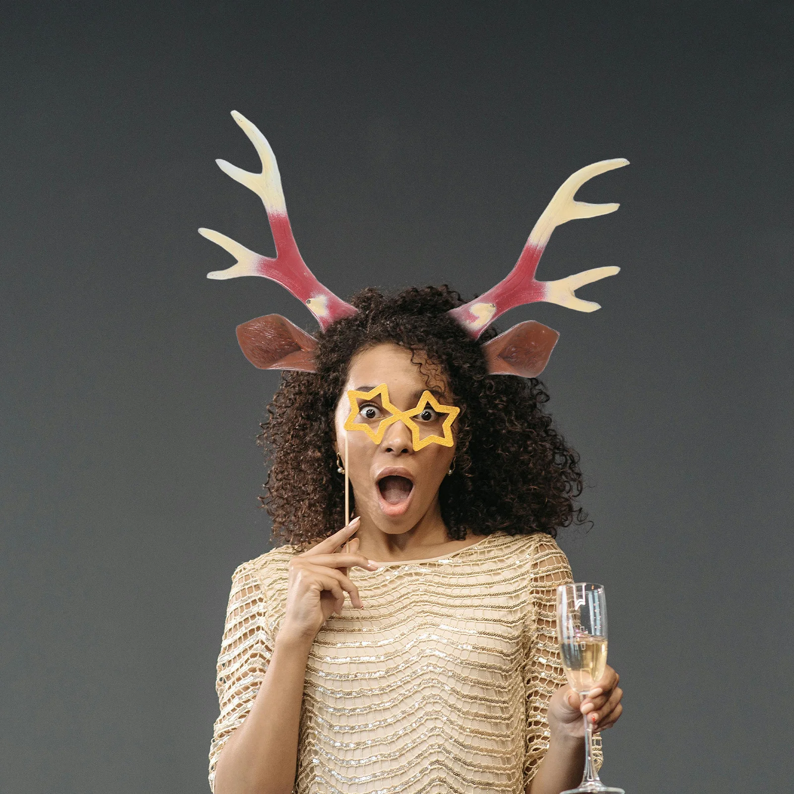 

Deer Antlers Headband Brown Cute Reindeer Ears Christmas Halloween Costume Animal Hair Accessories for Kids Adults