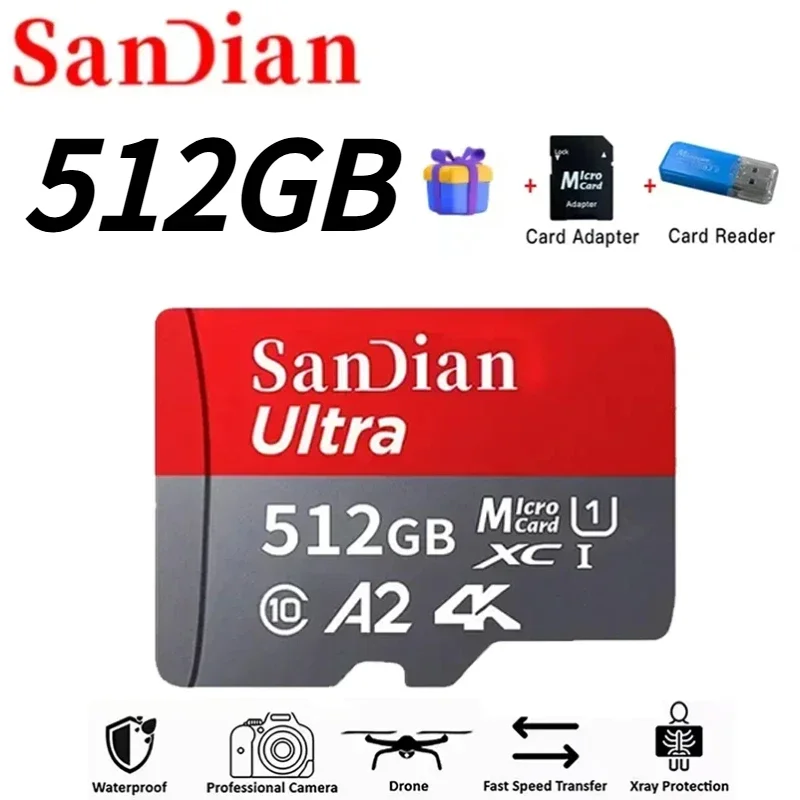 High Speed 1TB  Memory Card For Camera Phones tablets 128GB 512GB 256GB Class 10 Micro TF SD Card 1TB SD Memory Card