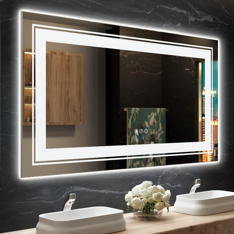 LED Bathroom Mirror, , Memory Function, Stepless Dimmable, Tempered Glass (Horizontal/Vertical)