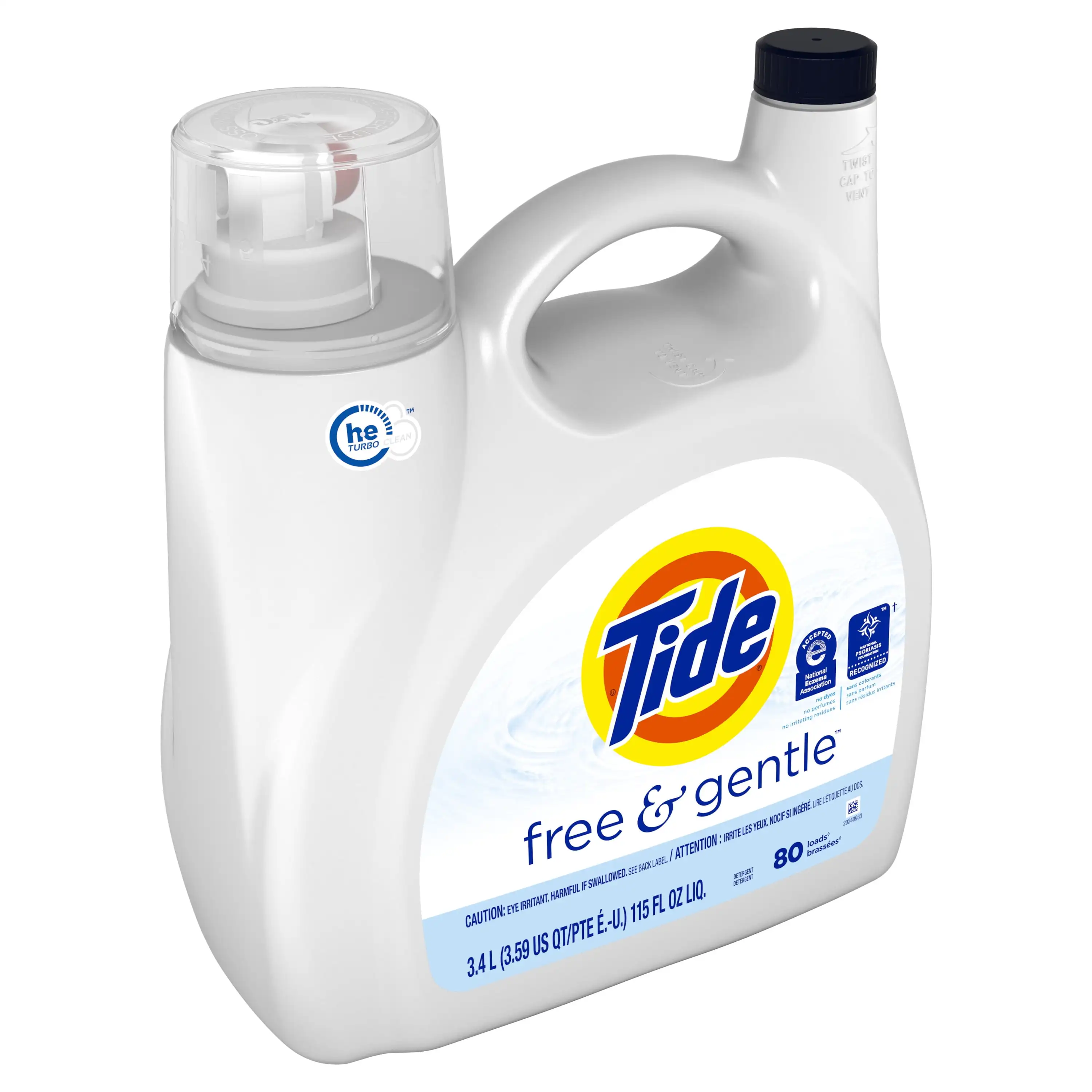 Hygienic Clean Heavy Duty 10x Free Liquid Laundry Detergent Unscented 80 Loads 115 Oz HE Compatible Free of Dyes