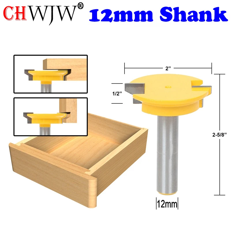 

CHWJW 1PC 12mm Shank Straight Rail & Stile Router Bit Woodworking Chisel Cutter Tool for Woodworking Tools