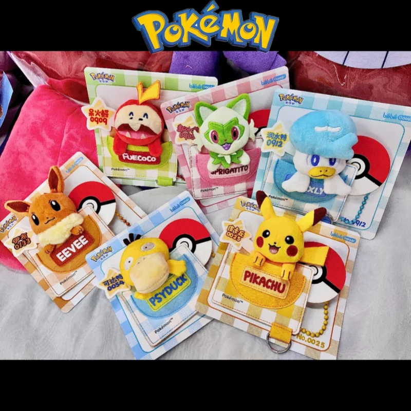 bilibili-goods-pokemon-official-genuine-plush-badge-patch-series-pikachu-psyduck-eevee-sprigatito-collectible-ornaments-gift-toy