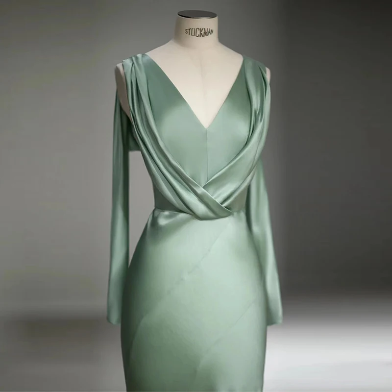 

Fishtail Evening Dress Light Luxury Minority High-End Host Performance Costume Lady Satin Wedding Banquet for Women