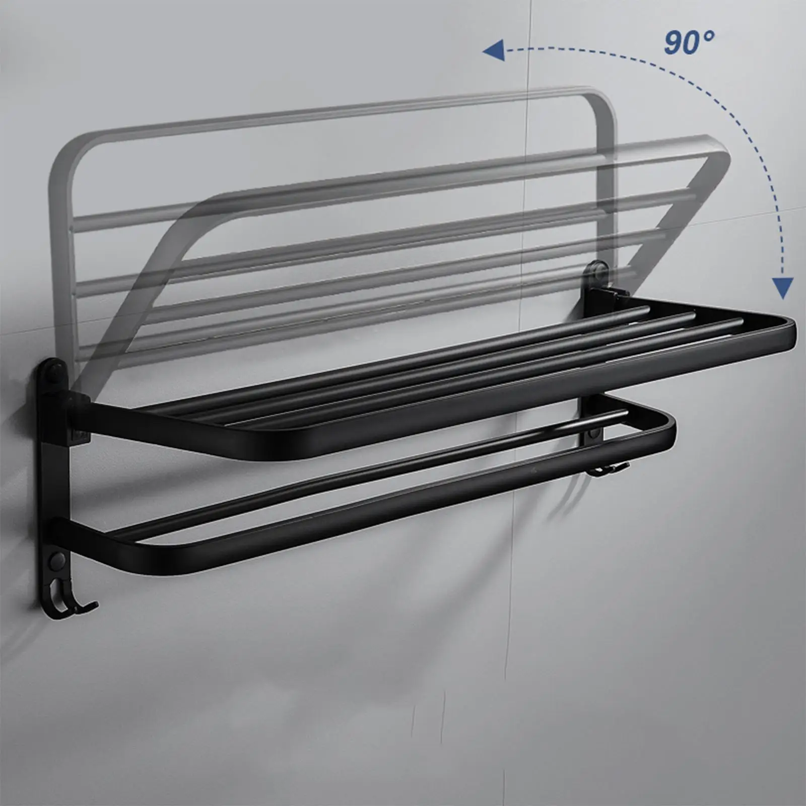 

Shower Shelf Towel Holder Organizer Folding Wall Mount 23inch for Toilet Room, Bedroom, Washroom