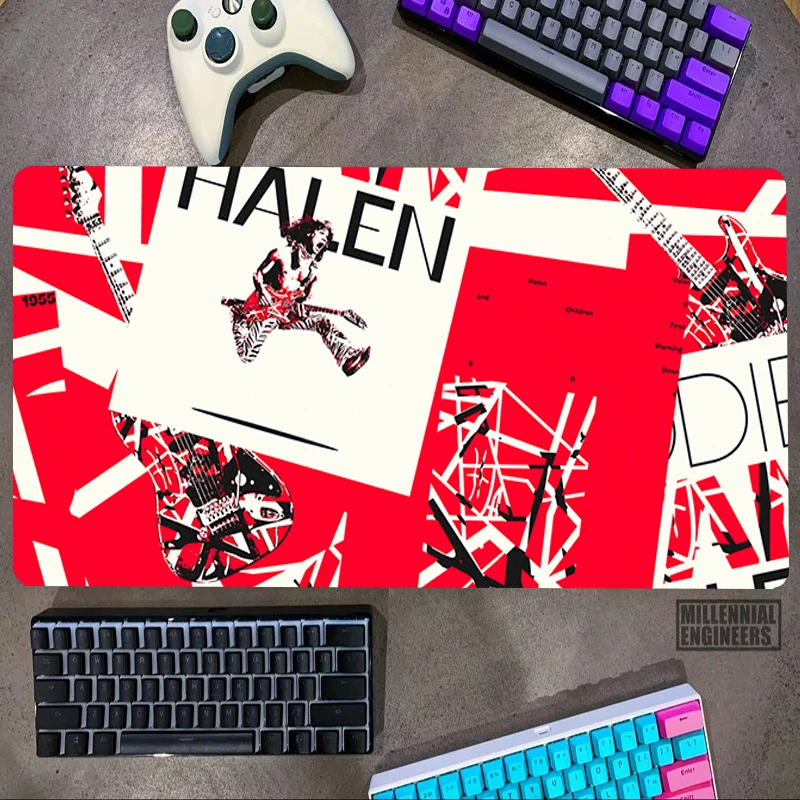 

Big Mousepepad E-Eddie Van H-Halen Guitarist Mouse Pad Keyboard Mousepad Gamer Office Accessories Gaming Mats Desk Mat Extended