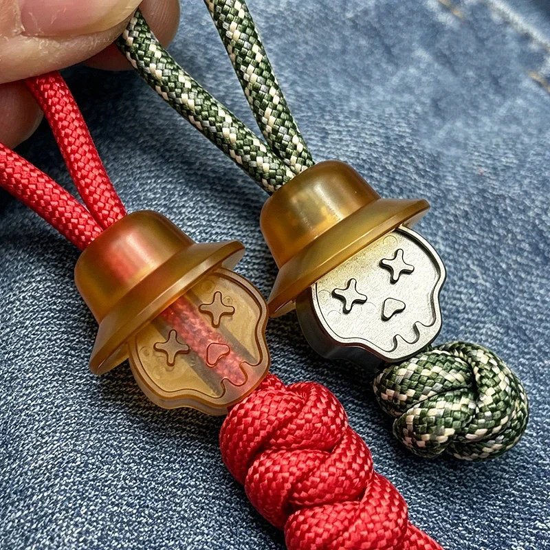 New EDC Skull PEI Titanium Alloy Lanyard Bead, Knife Pendant Zipper Pull Fidget Toy Accessory DIY Beads