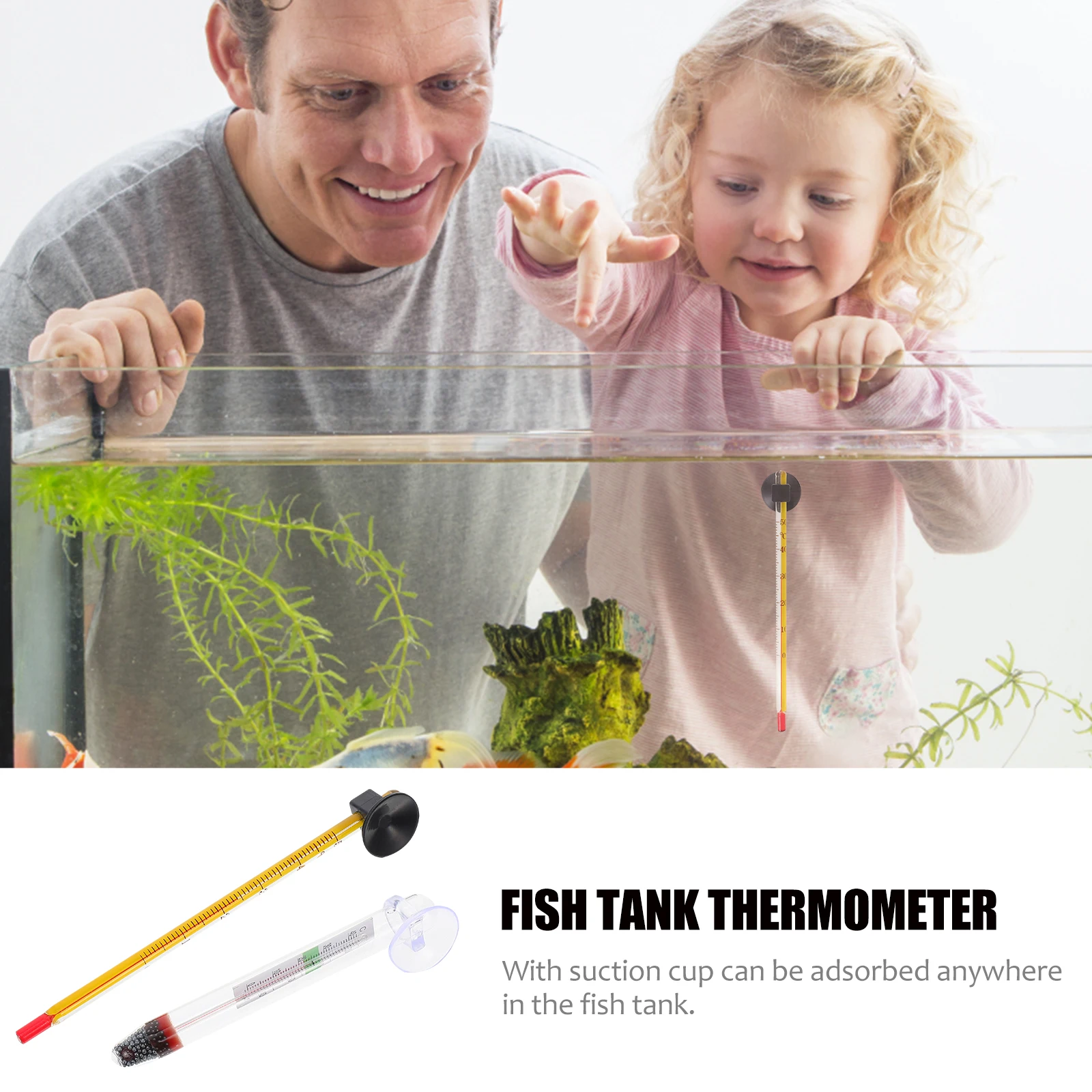 

Aquarium Thermometer 40C Water Temperature Gauge Suction Cup Float Fish Tank Thermometers Hygrometer Instrument