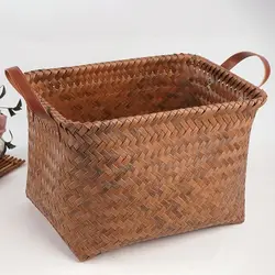 Portable Dirty Clothes Basket Retro Imitation Rattan Weaving Brown Picnic Basket 38cm Home Storage Home Furnishings