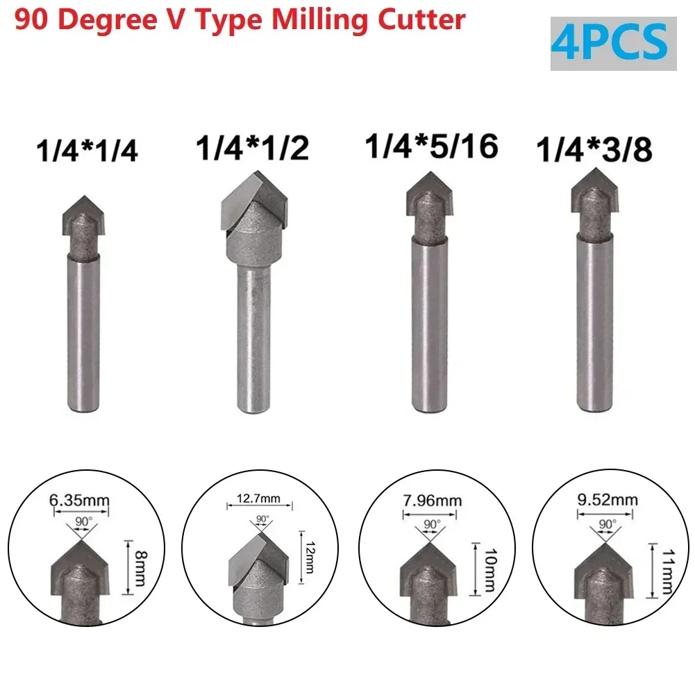 

Garden Home Router Bits Drill Set V Groove Workshop 1/4 Inch Shank Drill Bits Engraving Equipment Hardened Steel