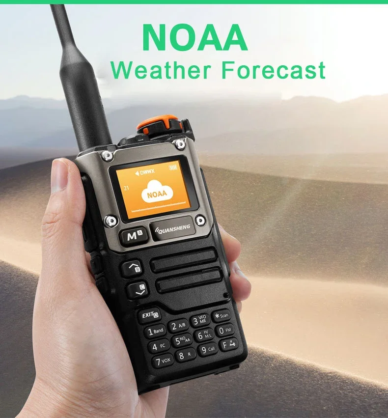 Quansheng-walkie-talkie UV-K6, Radio de banda aérea de 5W, carga UHF, VHF, DTMF, FM, codificador NOAA, frecuencia inalámbrica, bidireccional, CB