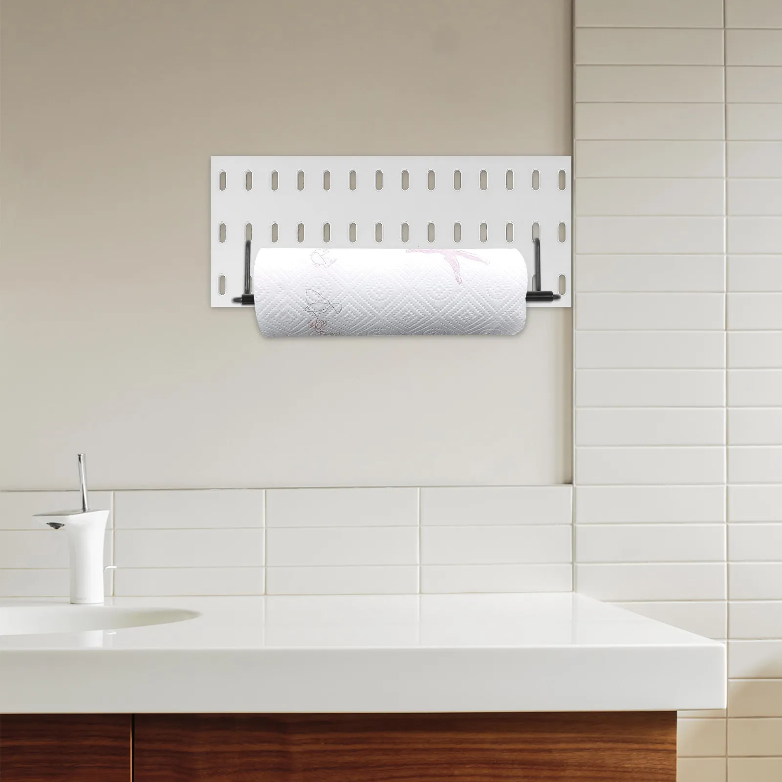 

Metal Pegboard Towel Holder Secure Roll Storage for Kitchen Office Basement Smooth Finish Pegboard Organization Tools