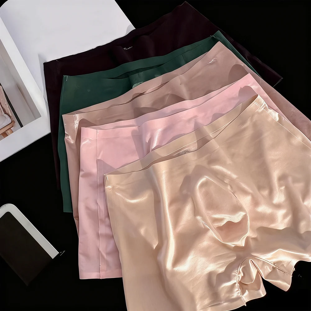 

Men Seamless Ultra-thin Boxer Shorts Ice Silk Silky Men's Briefs Solid Bulge Pouch Trunks Breathable Adult Underwear For Man