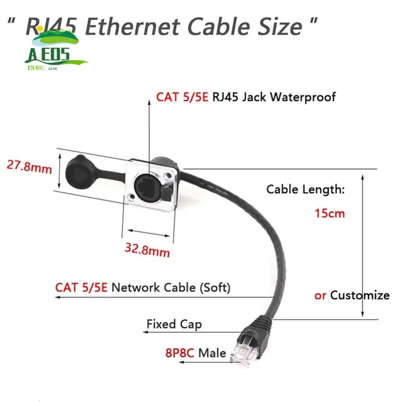 

AED5-RJ45 8P8c Водонепроницаемый разъем RJ45 «папа-мама» 15 см Кабельный монтаж на панель Тип категории 5 и 6 водонепроницаемых разъемов