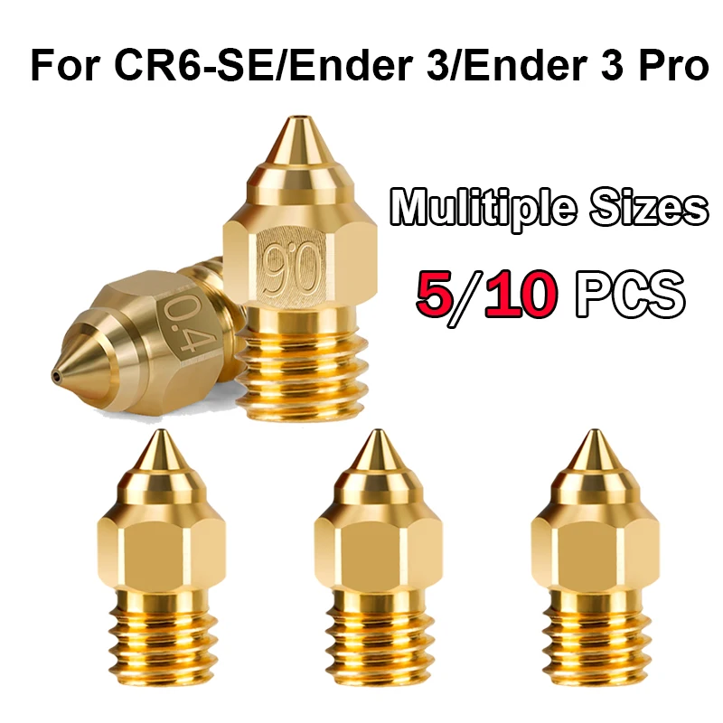 

5/10 шт. MK8 латунное сопло 0,2 мм 0,3 мм 0,4 мм 0,5 мм 0,6 мм сопла головки экструдера для деталей 3D-принтера 1,75 мм CR10 CR10S Ender-3