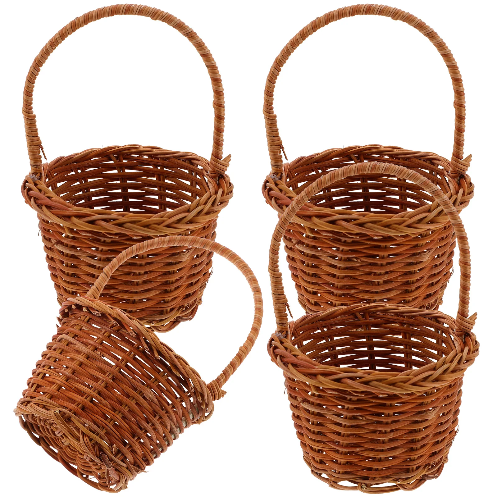 

4pcs Shop Rustic Portable Decorative Storage Decorative Flower Woven Baskets Basket Hand-Woven Flower Basket 8CMx11CM