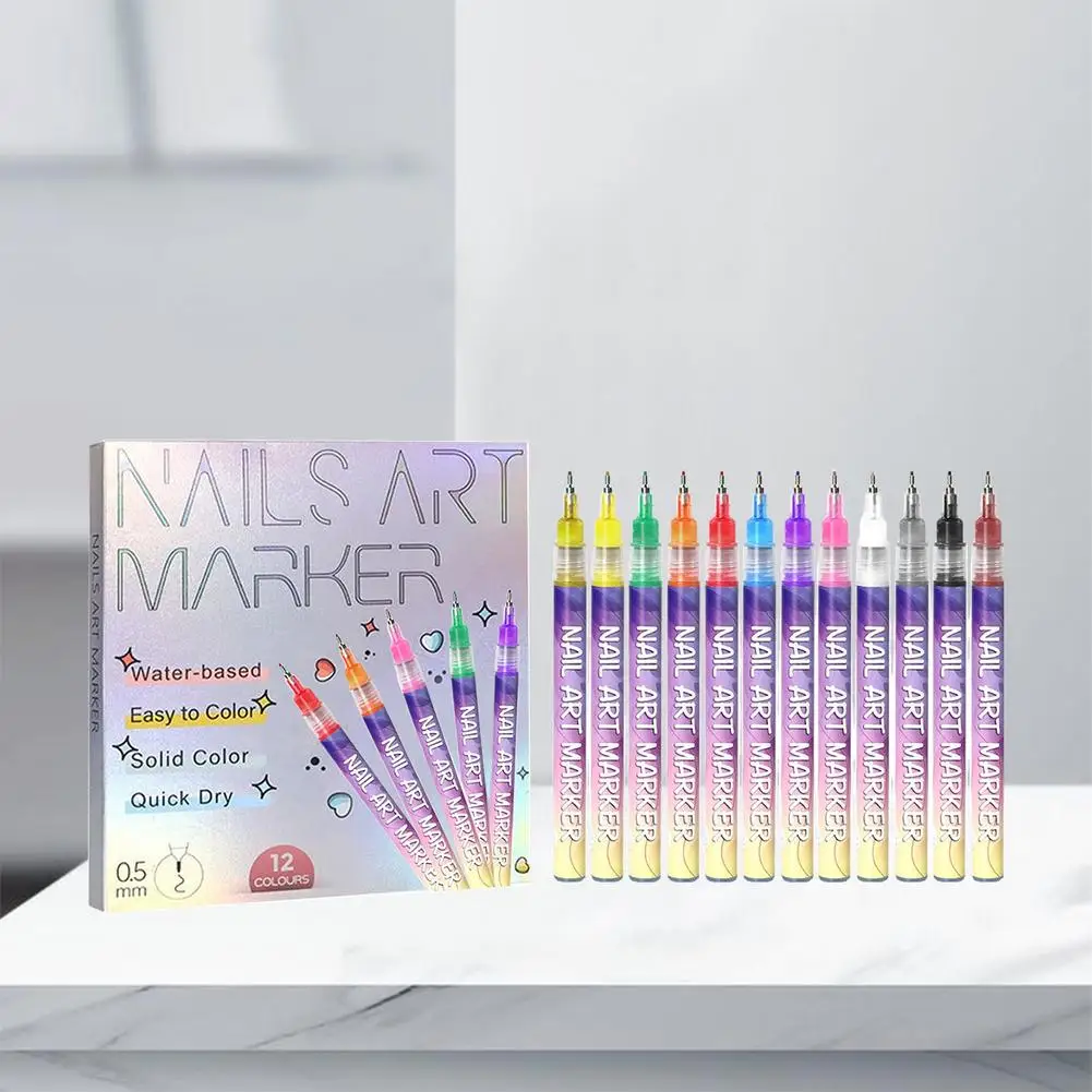 

New 12Colors Colourful Waterproof Nail Art Graffiti Art Acrylic DIY Abstract Manicure Line Pen Marker Pen 3D Pen Nail Drawi X5H6