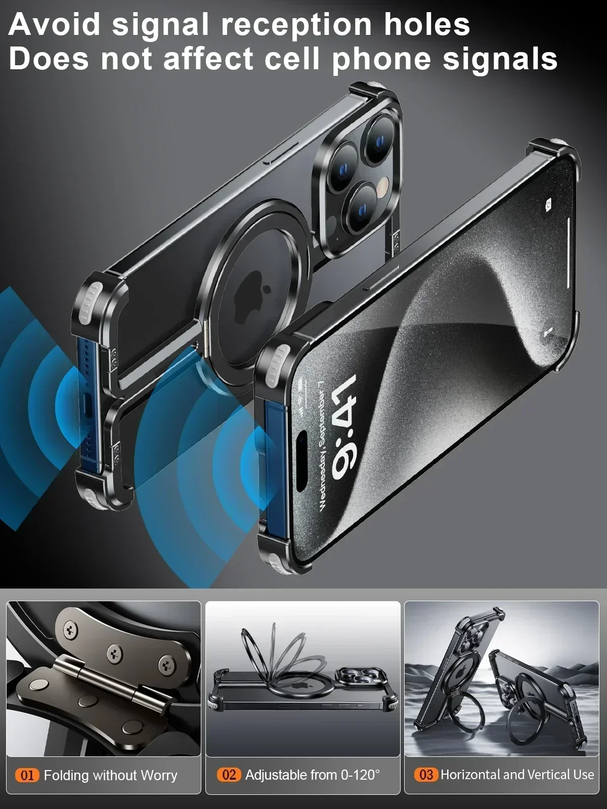 Eary Magsafe Phone Case for iPhone 16/15/14/13 Pro Max Bazel-Less Phone Cover w/ Ring Drop Protection Mobile Phone Accessories