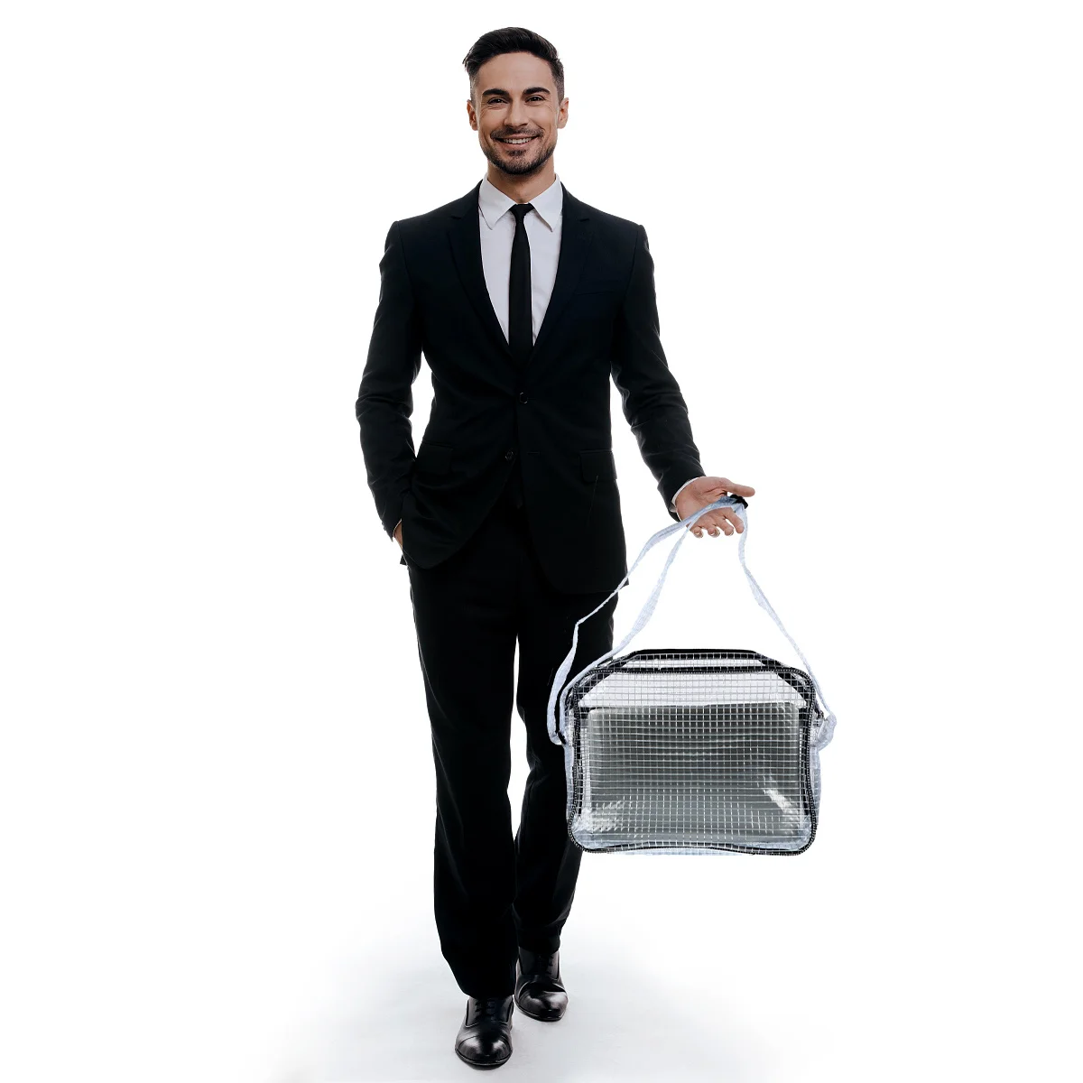 

17 Inch Durable Toolkit Portable Work Bag Transparent Design Roomy Space for Tools Computers Necessities Multipurpose Storage