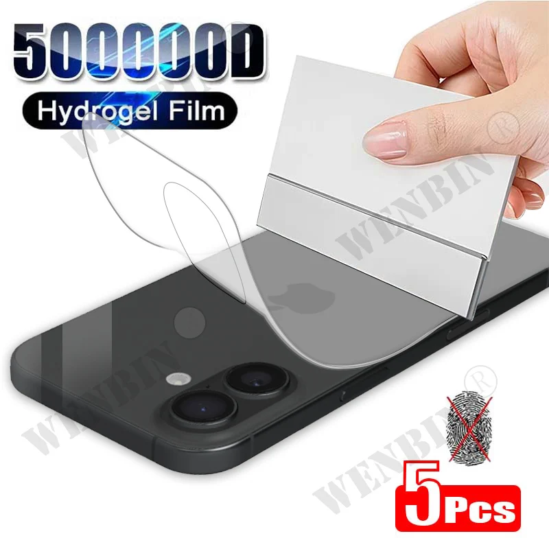 5Pcs Hydrogel Film For iPhone 16 15 14 13 12 11 Pro Max Plus Mini Screen Protector For iPhone SE 8 7 Plus XR XS X MAX Back Film