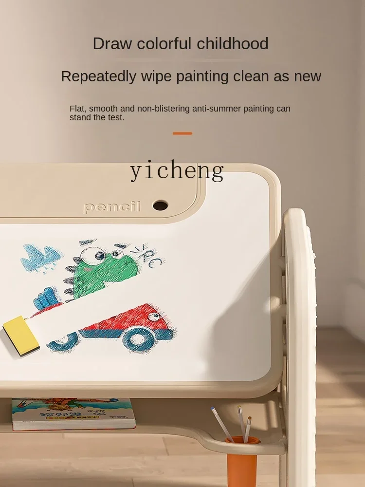 Tqh Table et chaise d'apprentissage réglables pour enfants, costume de Table jouet, dessin et écriture, bureau d'éducation précoce