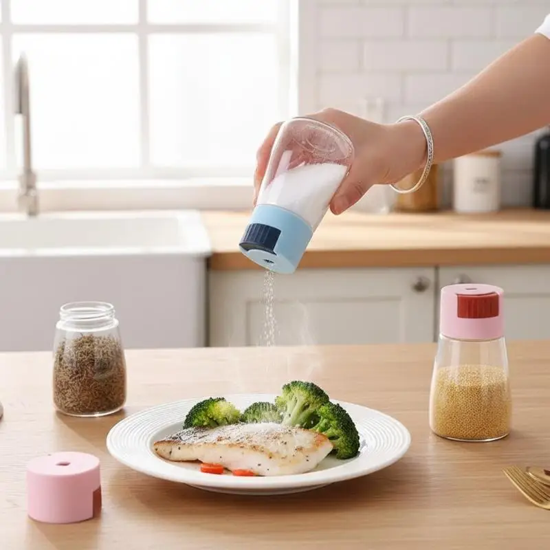0.5g Quantitative Seasoning Container Dustproof Press Type Seasoning Jar Seasoner Storage Salt Dispenser For Home Kitchen